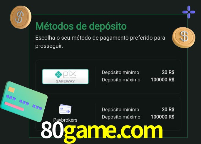 O cassino 80game.com oferece uma grande variedade de métodos de pagamento